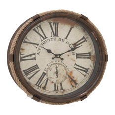 50 Most Por Beach Style Wall Clocks For 2019 Houzz Vintage Reflections Metal Rope Gl Wall Clock Multi Color