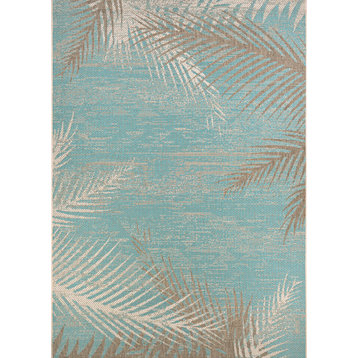Couristan Monaco Tropical Palms Aqua Rug 8'6"x13'