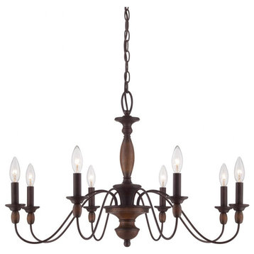 Traditional Eight Light Chandelier in Tuscan Brown Finish - Chandelier