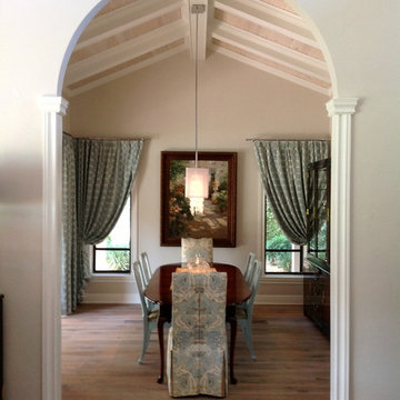 Architectural detail on ceiling and at arch.