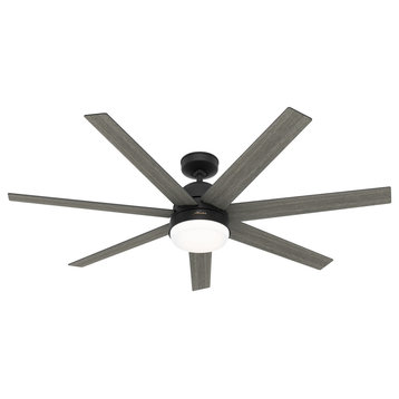 Hunter 60" WiFi Phenomenon Matte Black Ceiling Fan With LED Light, Wall Control