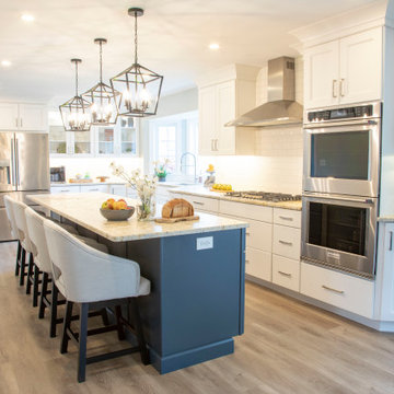 Warm White and Blue Kitchen