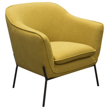 Status Accent Chair in Yellow Fabric with Metal Leg