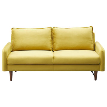 Kingway Furniture Almor Velvet Living Room Sofa, Goldenrod