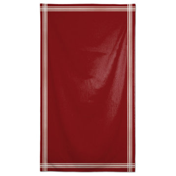 Striped Border Linen Red 58x102 Tablecloth