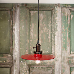 Pendant Lighting with Red Flat Metal Shade - 10 inch - Products