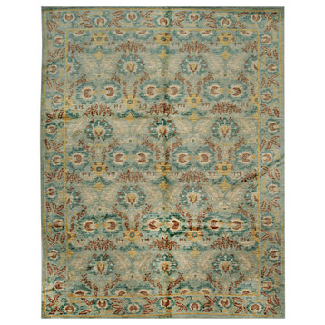 Green Transitional Floral Spanish Style Area Rug