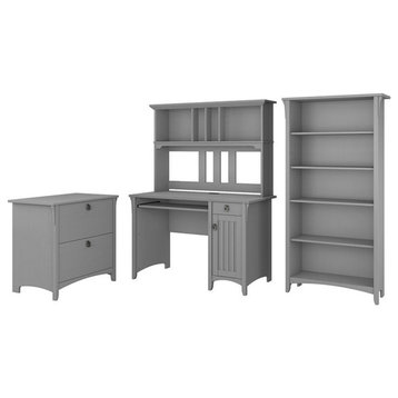 Bush Furniture Salinas Mission Engineered Wood Desk Office Suite in Gray