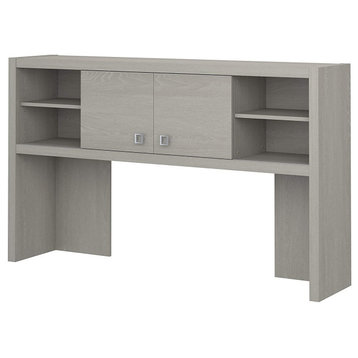Modern Hutch, Open Shelves and 2 Doors With Silver Handle, Gray Sand