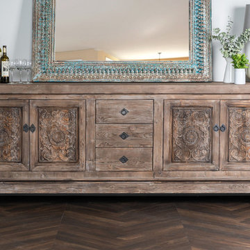 Allen Reclaimed Pine 3 Drawer 4 Door Sideboard