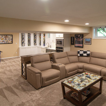 Basement Any Sports Fan Would Love Including Kitchenette for Entertaining