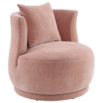 31.9" Wide Canton Upholstered 360 degree Swivel Barrel Chair, Pink