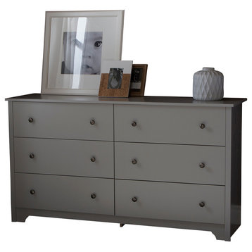 South Shore Vito 6-Drawer Double Dresser, Soft Gray
