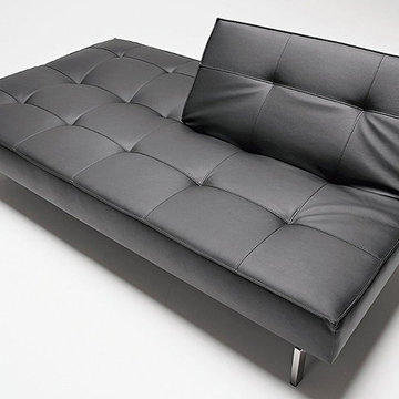 Innovation USA | Splitback Black Leather Textile Sofa Bed -$1190.36
