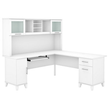 Somerset 72W L Shaped Desk with Hutch, White