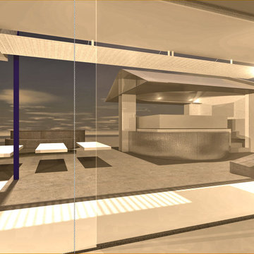 Newport Beach Residence-view from Family room to the back pavilion