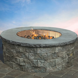 Olde English Round Gas Fire Pit Cast Stone Ring - Landscaping Stones And Pavers