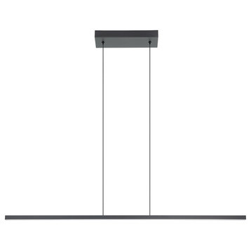 Amrisa 1-Light Linear LED Pendant, Black Finish, White Diffuser, 46"L