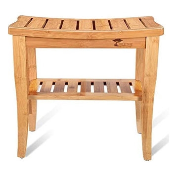 ToiletTree Deluxe Wooden Bamboo Shower Seat Bench With Squeegee