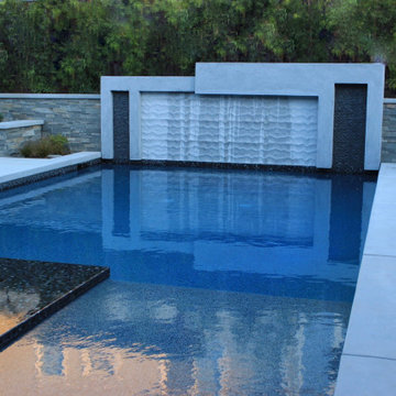 Modern Back Yard and Water Feature