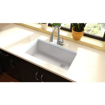 Elkay Quartz Classic 33"x18.75"x9.5", 1-Bowl Undermount Sink, White