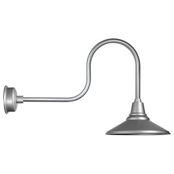 16" Calla LED Wall Sconce With Industrial Arm, Galvanized Silver