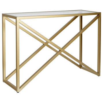 Calix 42'' Wide Rectangular Console Table in Brass