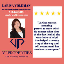 LARISA VOLDMAN, FIVE STARS LICENSED REAL ESTATE SALESPERSON.