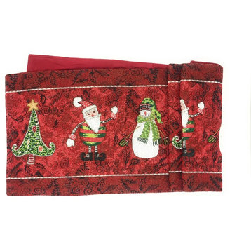Here Comes Santa Claus Vintage Woven Christmas Tapestry Table Runner, 13x72