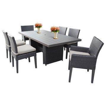 Barbados Patio Dining Table with 4 Armless Chairs and 2 Arm Chairs in Beige