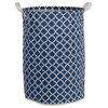 DII 13.75x20" Round Modern Cotton Lattice Laundry Hamper in Nautical Blue