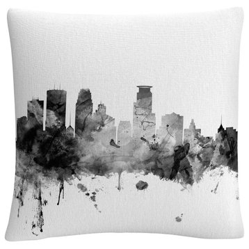 Michael Tompsett 'Minneapolis MN Skyline BandW' Decorative Throw Pillow