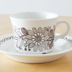 【北欧ヴィンテージ食器】ARABIA アラビア FINNISH FLINT Elina エリーナ コーヒーカップ＆ソーサー - コーヒーカップ＆ソーサー