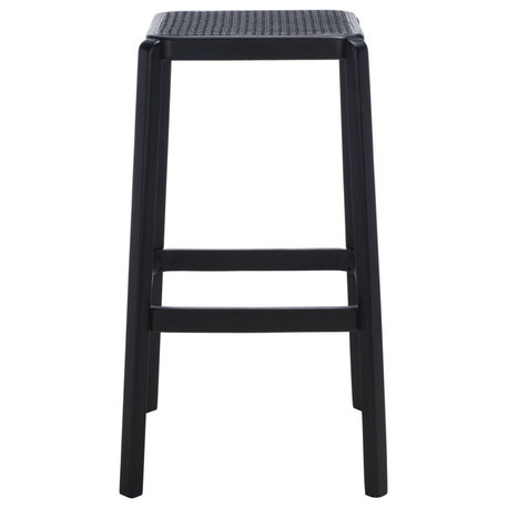 Safavieh Silus Backless Cane Bar Stool, Black