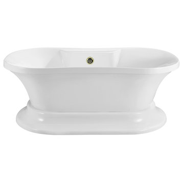 60" Streamline N180BNK Soaking Freestanding Tub and Tray With External Drain