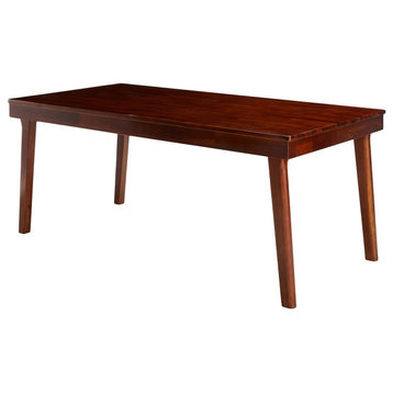 Contemporary Dining Table, Wooden Legs With Rectangular Top, Rich Mahogany