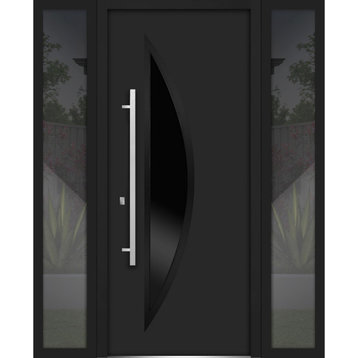 Exterior Prehung Door 60 x 80 / Deux 6501 Black Enamel, Right in