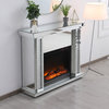 Crystal Mirrored Mantle With Fireplace Insert, Wood Fireplace Insert