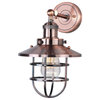 Mini Hi-Bay 1-Light Wall Sconce, Antique Copper, Without Bulb