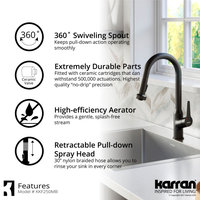 Karran Dockton Single-Handle Pull-Down Sprayer Kitchen Faucet, Matte Black