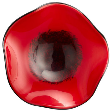 Cyan Large Art Glass Bowl 04491, Red