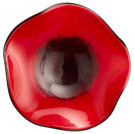 Cyan Large Art Glass Bowl 04491, Red