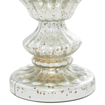 Traditional Silver Glass Hurricane Lamp 24615