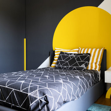 Yellow & Black Teen boy's bedroom
