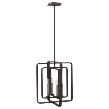 Hinkley Quentin Large Open Frame Pendant, Aged Zinc