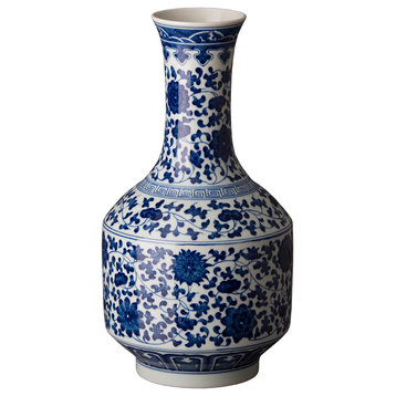 15.5 in. Globlar Blue & White Vase
