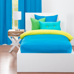 Cerulean Blue/Granny Smith Apple Reversible Bed Cap Comforter Set - Products