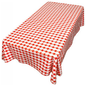 "Picnic Check" Red 52"x70" vinyl flannel backed tablecloth