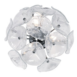 Cassini Modern Hand Blown Clear Glass Flushmount Ceiling or Wall Mount Fixture - Flush-mount Ceiling Lighting