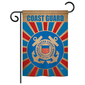Coast Guard Burlap Americana, Everyday Garden Flag 13"x18.5"
